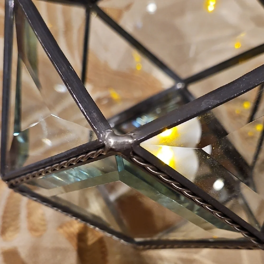 Geometric Glass Candle Holder/Terrarium/Suncatcher, Refracts Light Beautifully